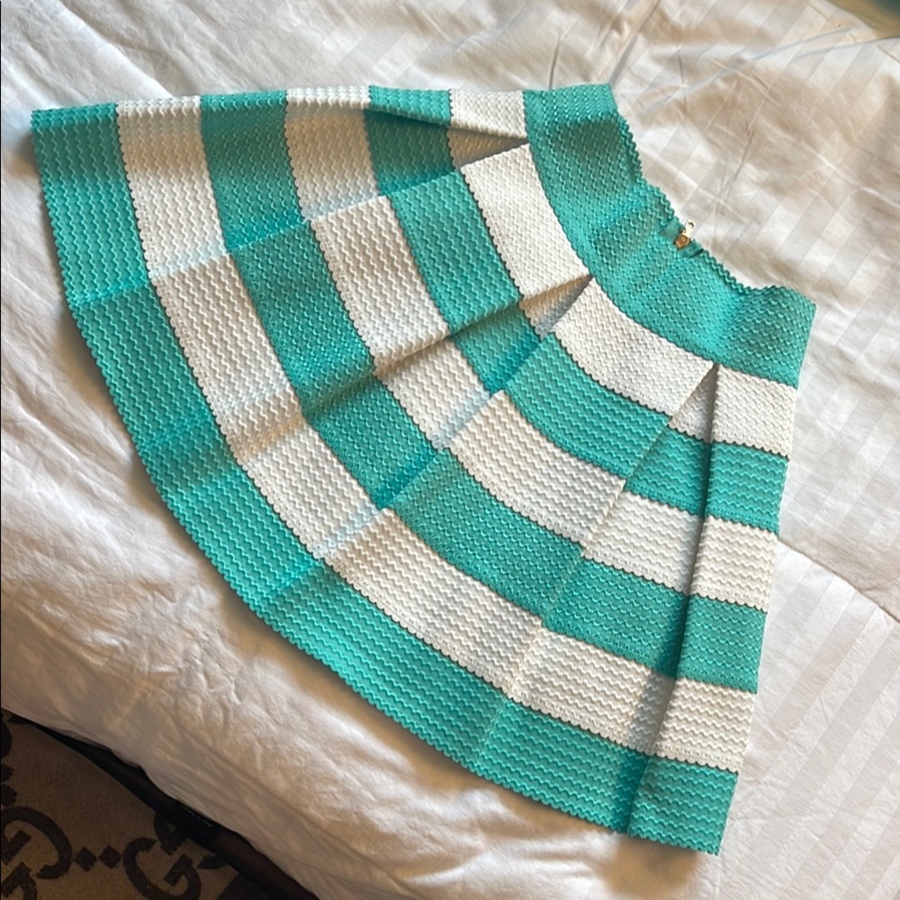 Turquoise/ Tiffany Blue and White Striped Skirt